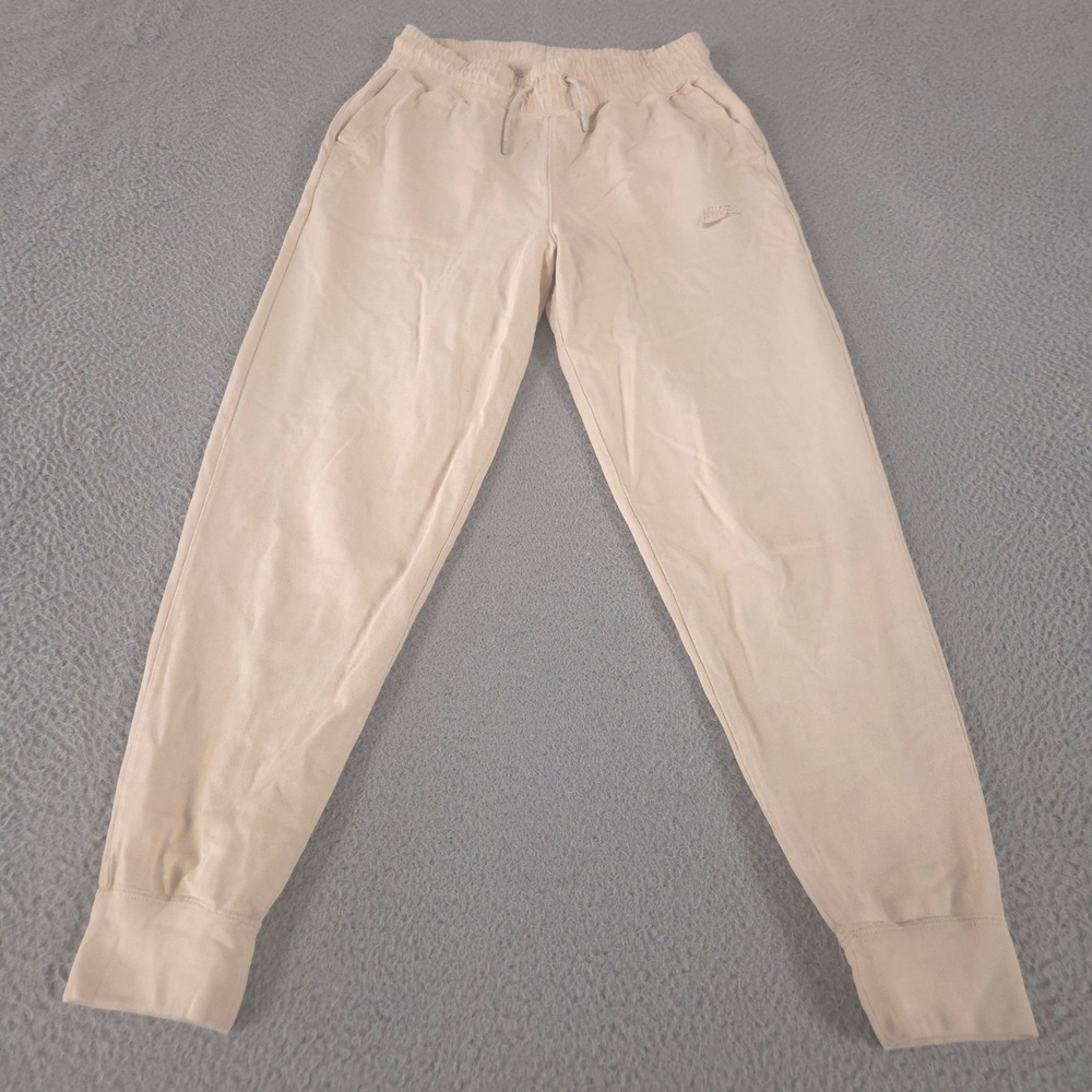 Nike Pants Womens Small Beige Sportswear Jersey Joggers Tapered Leg Cotton Knit
